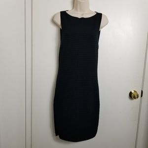 Theory Black Ribbed Knit Sleeveless Sheath Dress